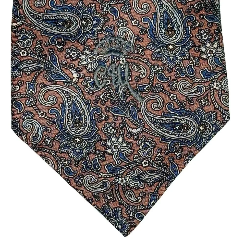 COUNTESS MARA Men's Silk Tie - Pink Blue White Paisley 55